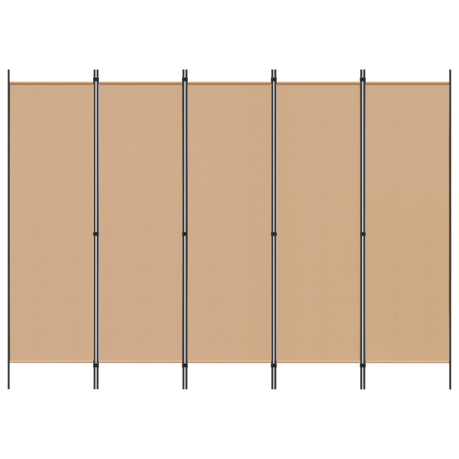 5-Panel Room Divider Beige 250 x 180 cm Fabric