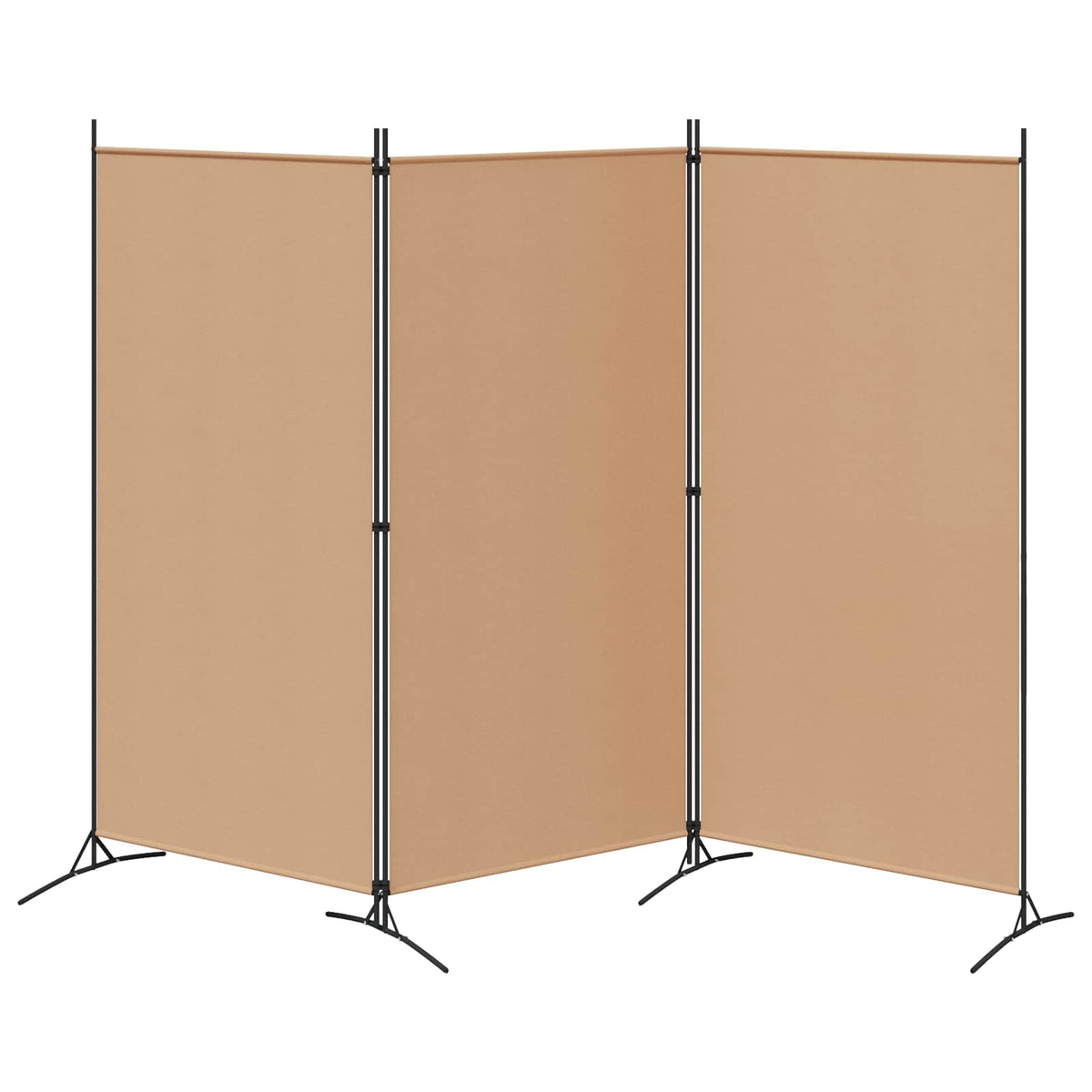 3-Panel Room Divider Beige 260 x 180 cm Fabric