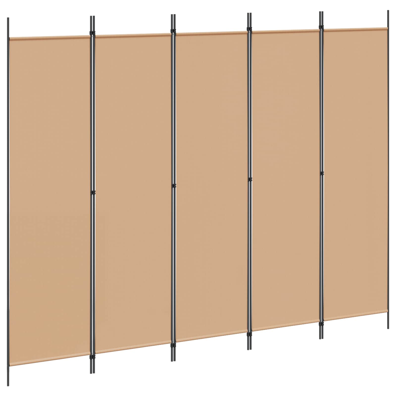 5-Panel Room Divider Beige 250 x 200 cm Fabric