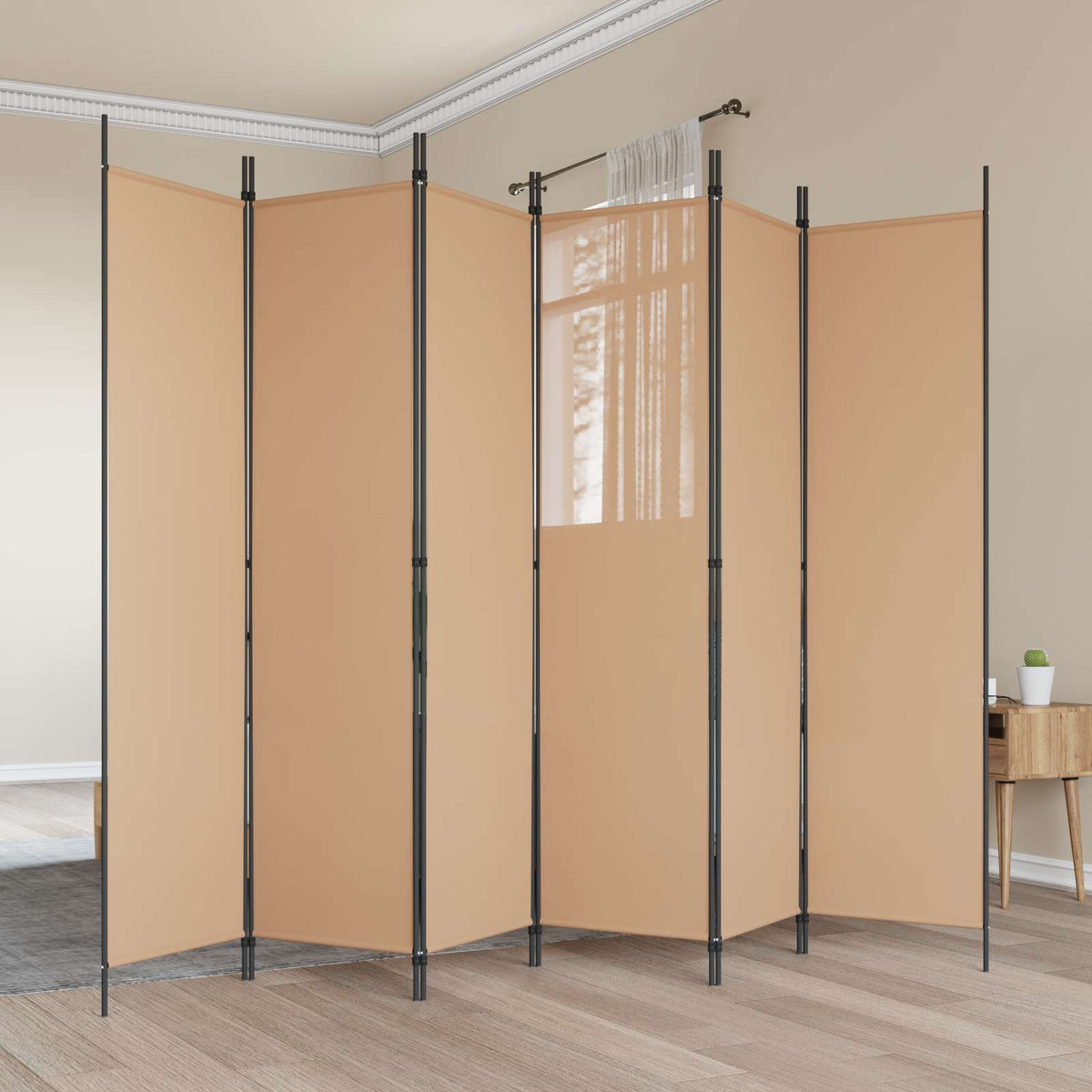 6-Panel Room Divider Beige 300 x 200 cm Fabric
