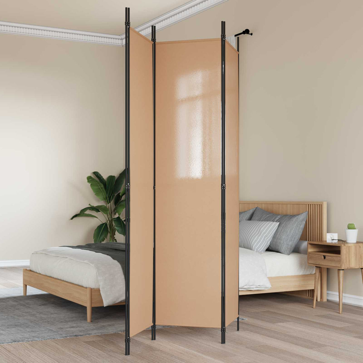 3-Panel Room Divider Beige 150 x 220 cm Fabric
