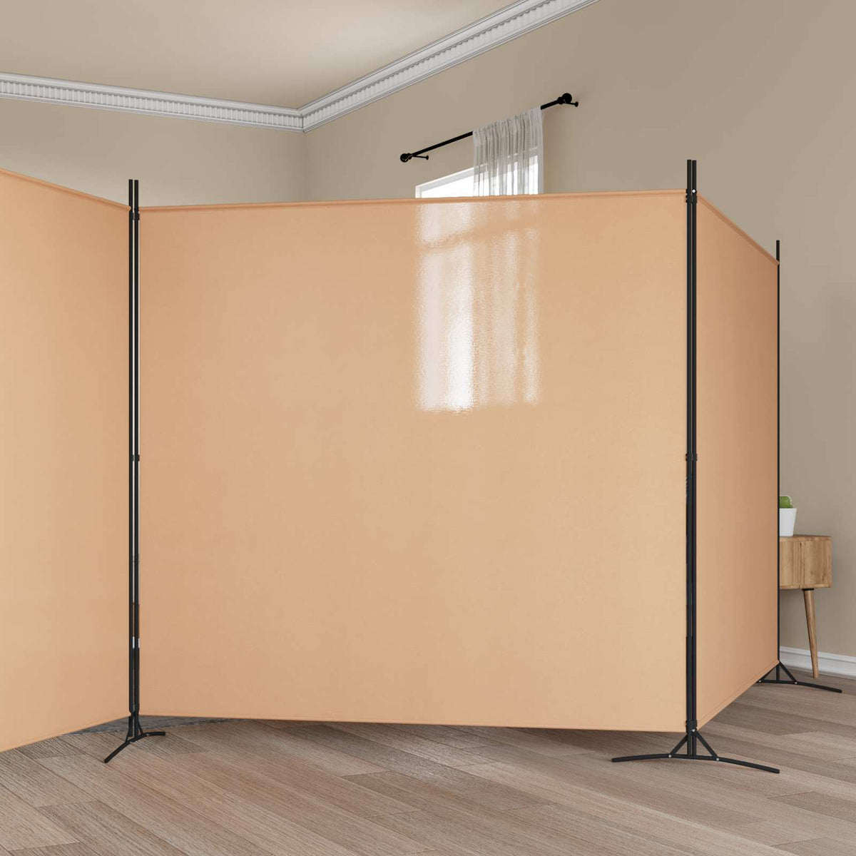 4-Panel Room Divider Beige 525 x 180 cm Fabric