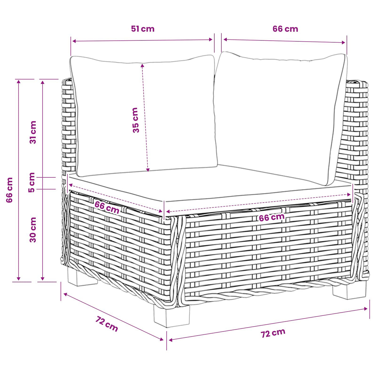 2 pcs Rattan Lounge Set with Cushions GENDT Natural Rattan