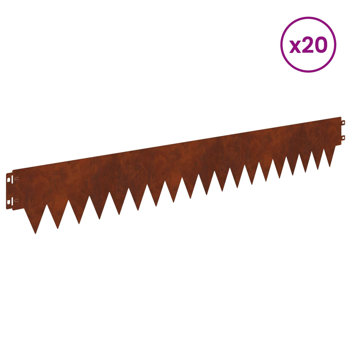 Lawn Edging 20 pcs 103 x 15 cm metal Rusty