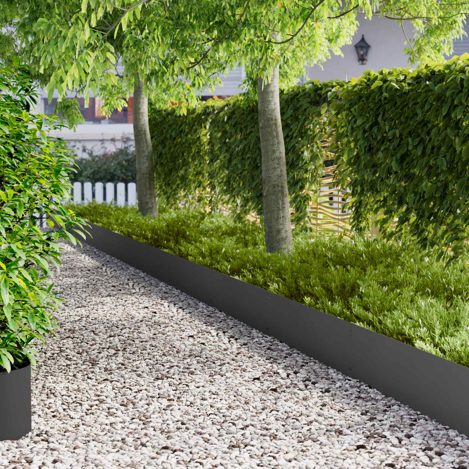 Lawn Edging 10 pcs 103 x 30 cm metal Black