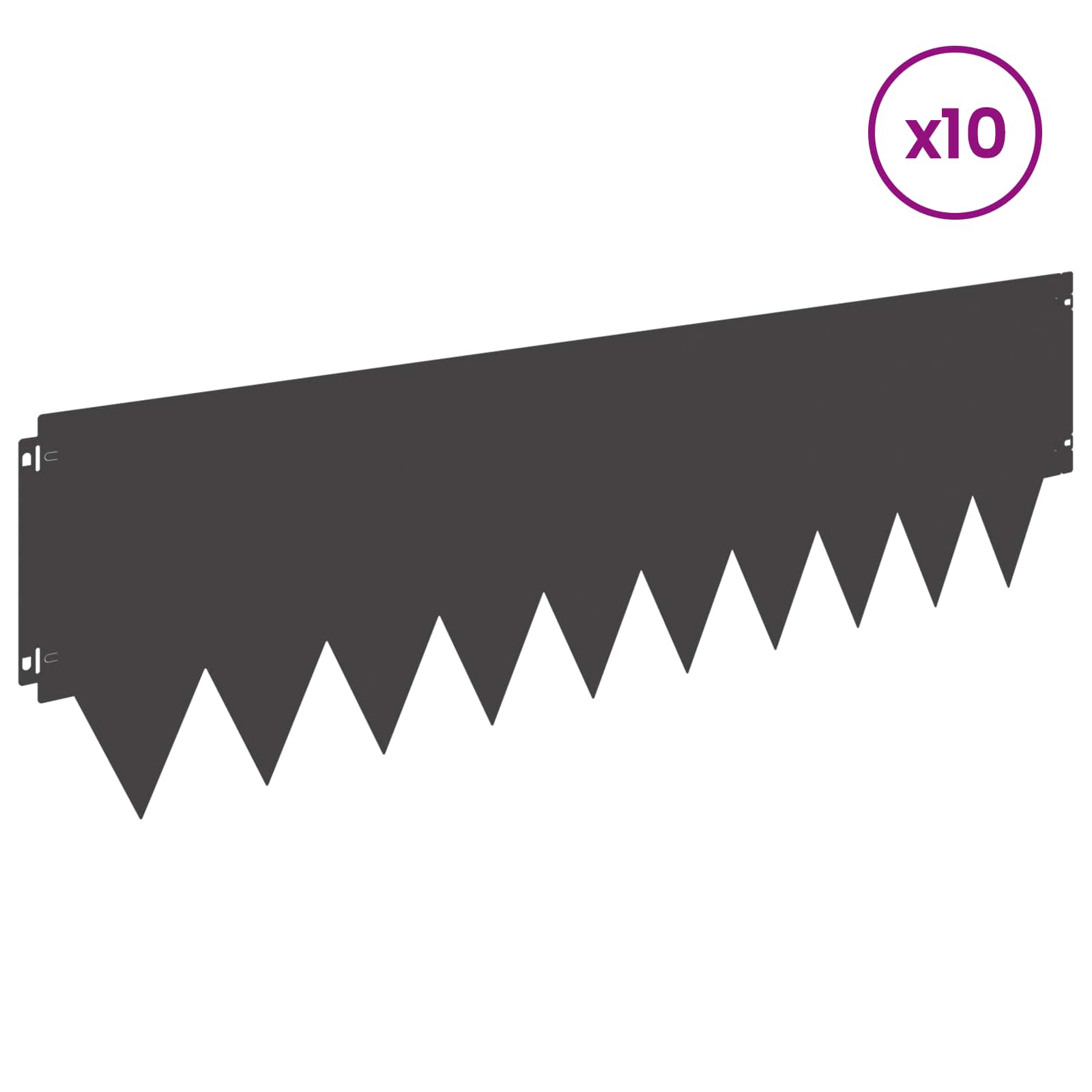 Lawn Edging 10 pcs 103 x 30 cm metal Black