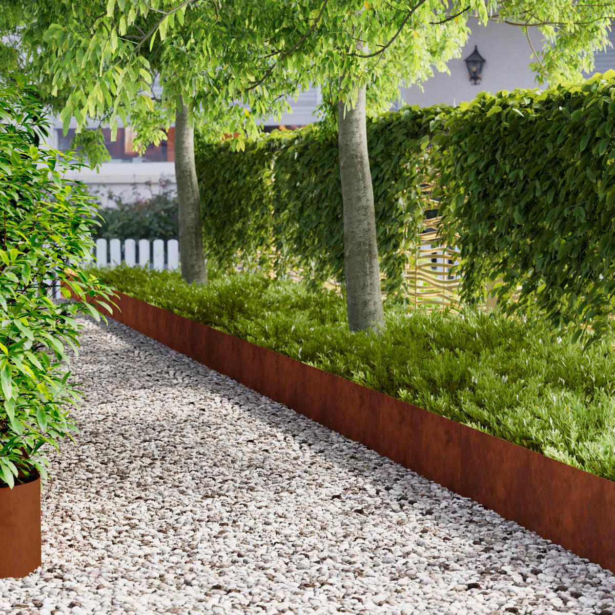Lawn Edging 20 pcs 103 x 30 cm metal Rusty