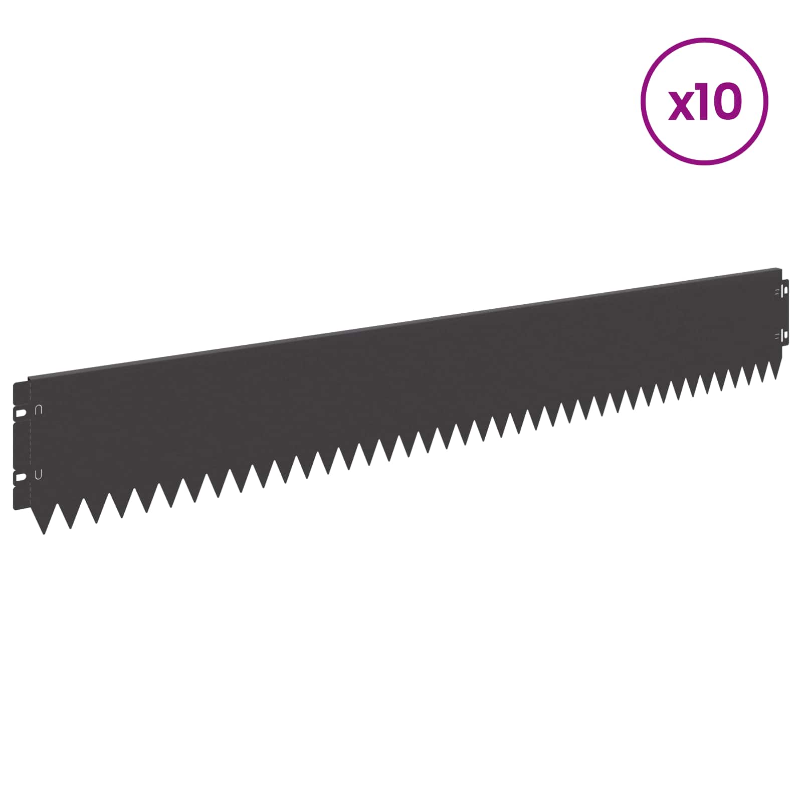 Lawn Edging 10 pcs 103 x 15 cm Steel Black