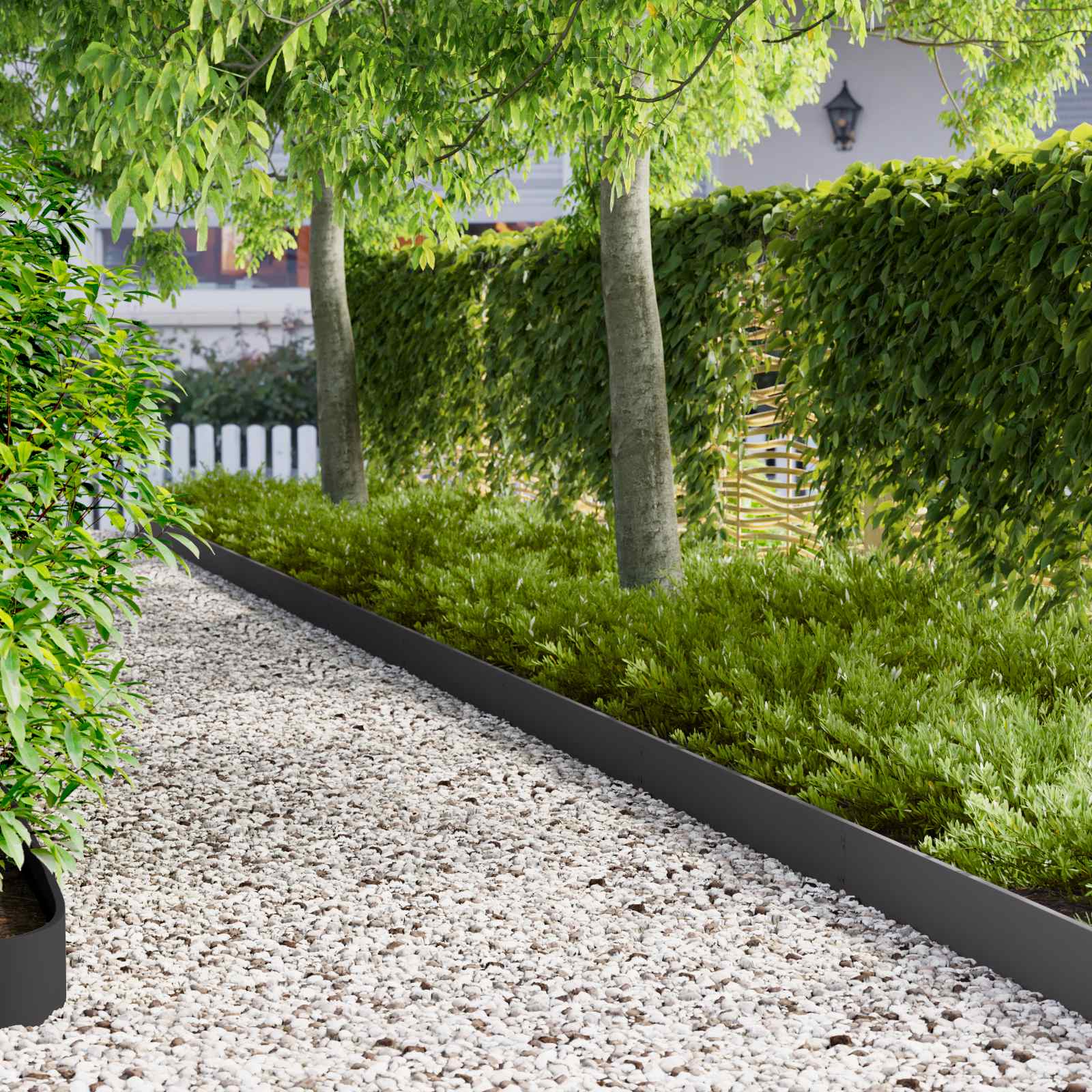 Lawn Edging 20 pcs 103 x 15 cm Steel Black