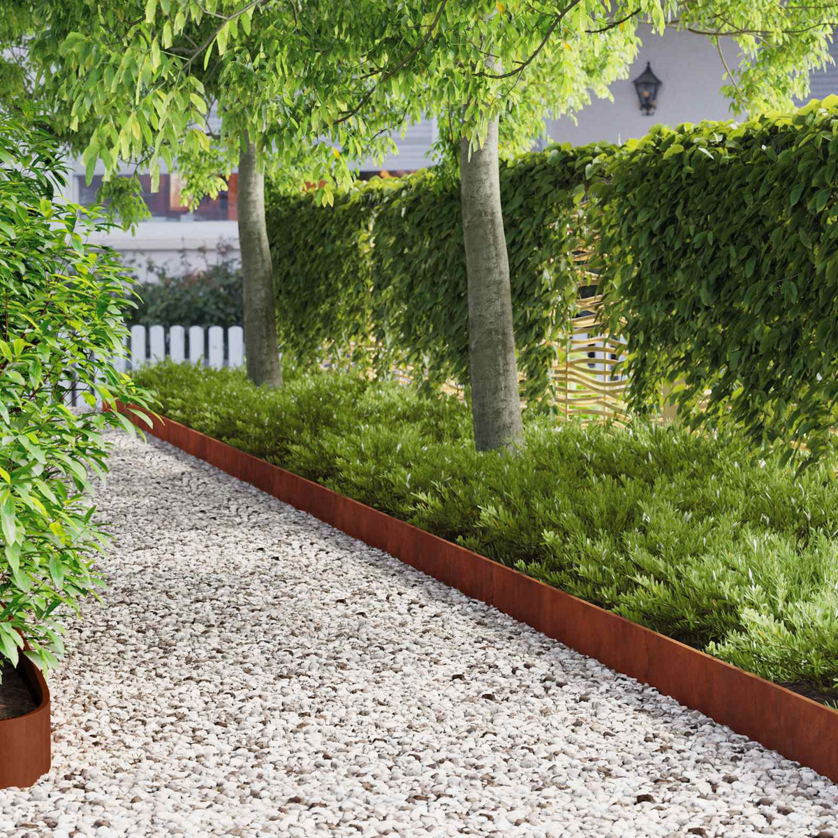 Lawn Edging 10 pcs 103 x 15 cm Steel Rusty