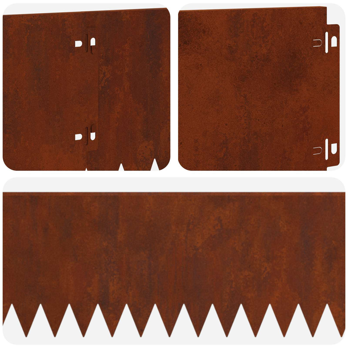 Lawn Edging 10 pcs 103 x 20 cm Steel Rusty