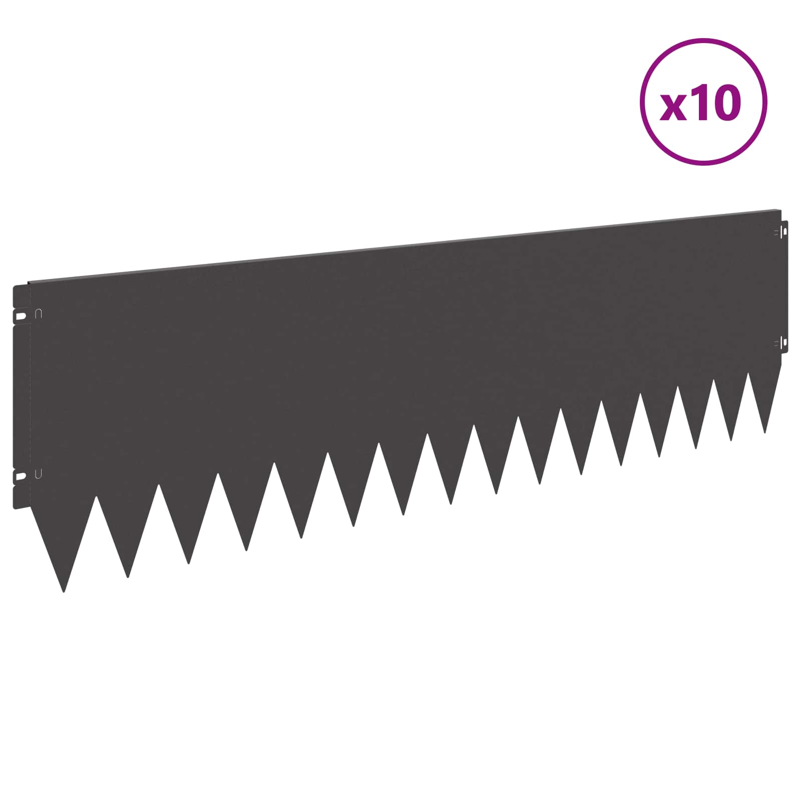 Lawn Edging 10 pcs 103 x 30 cm Steel Black