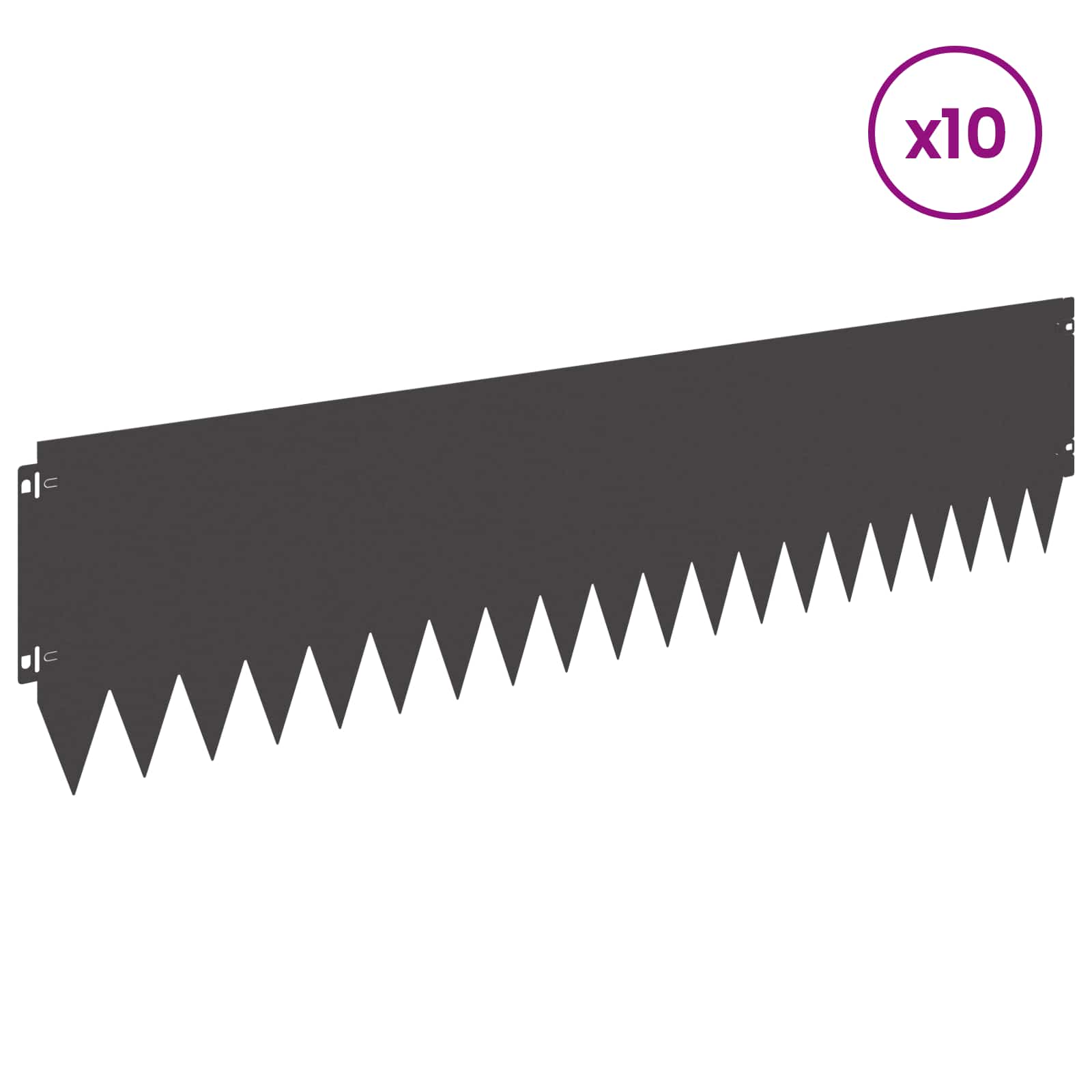Lawn Edging 10 pcs 103 x 25 cm Steel Black