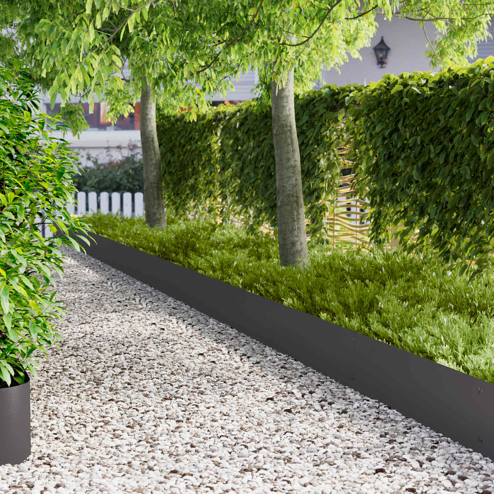 Lawn Edging 20 pcs 103 x 30 cm Steel Black