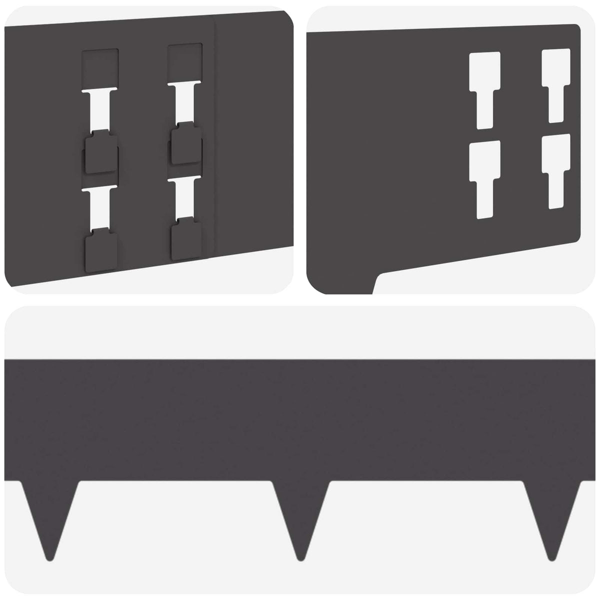Lawn Edging 10 pcs 100 x 15 cm Steel Black
