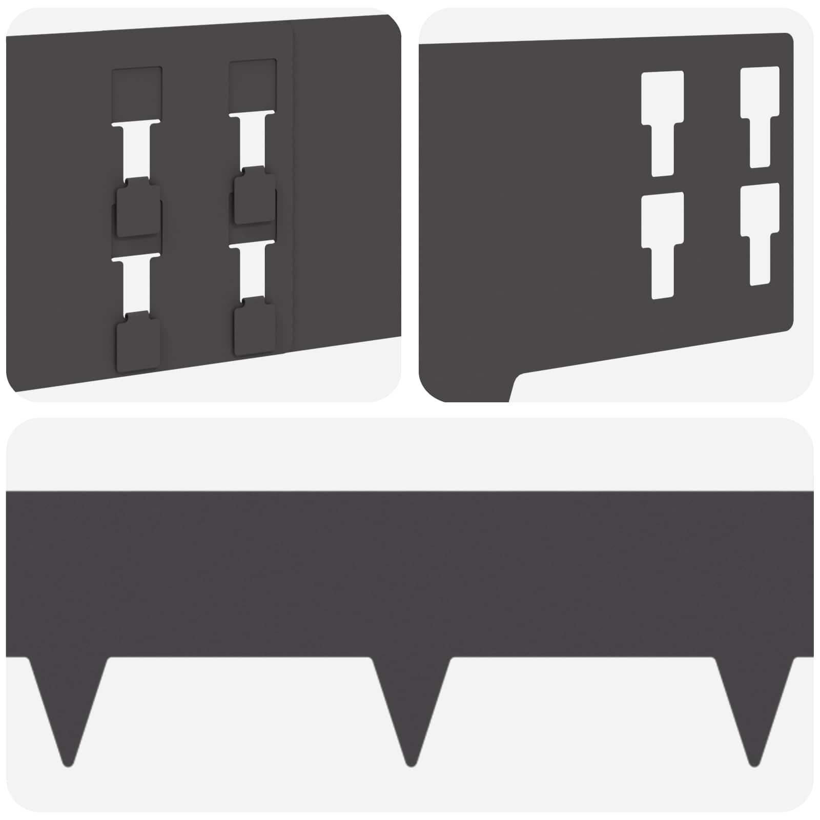 Lawn Edging 20 pcs 100 x 15 cm Steel Black