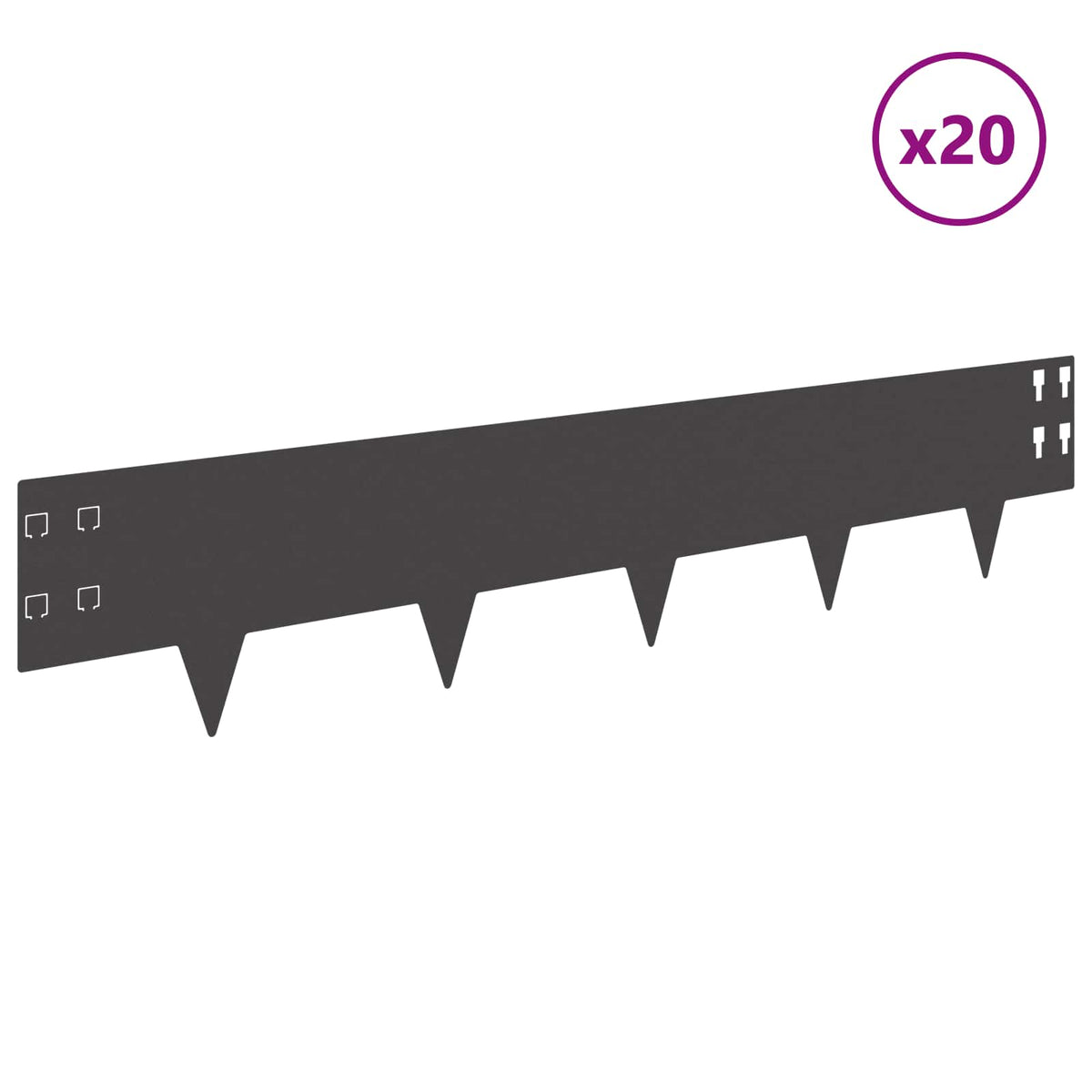 Lawn Edging 20 pcs 100 x 20 cm Steel Black