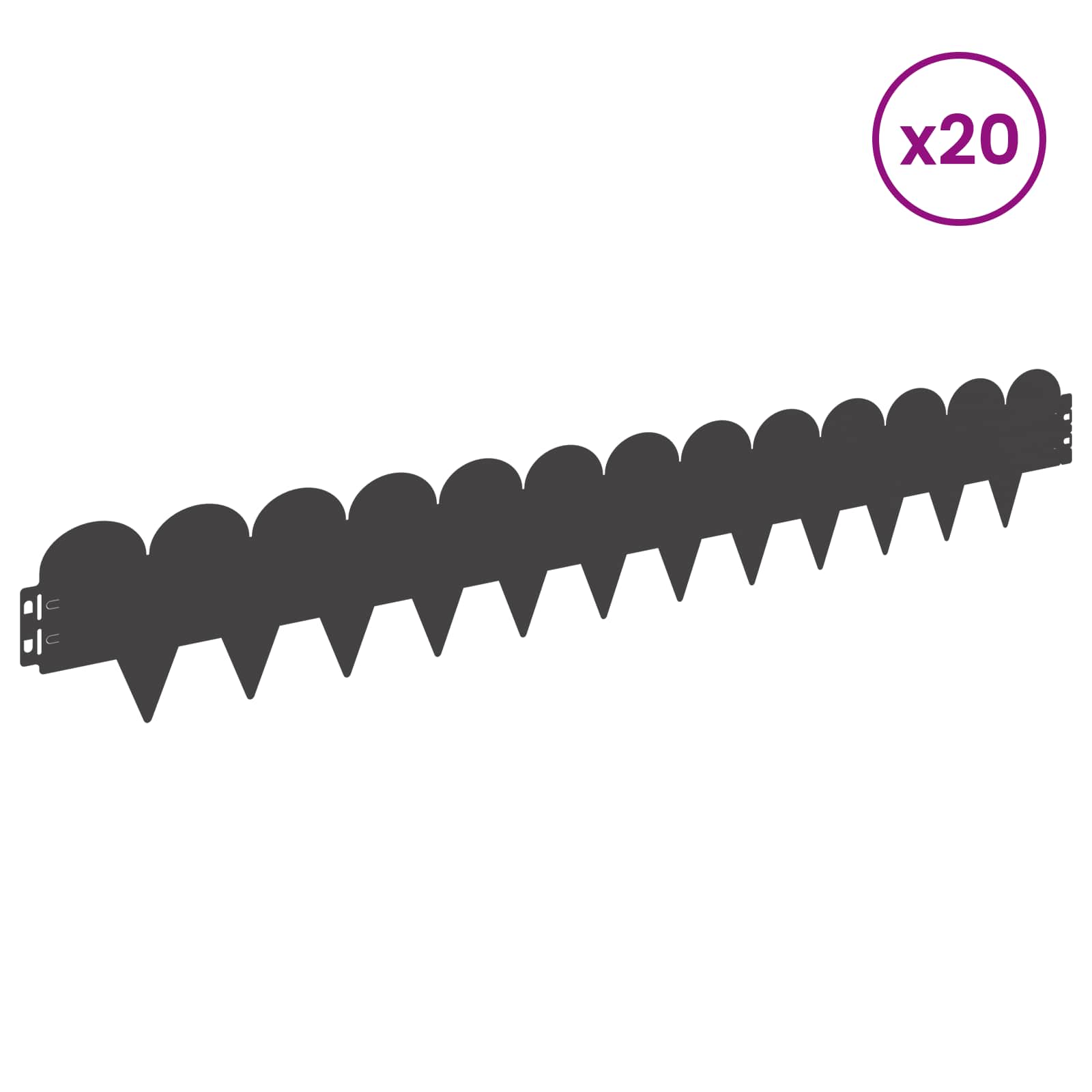 Lawn Edging 20 pcs 103 x 15 cm Steel Black
