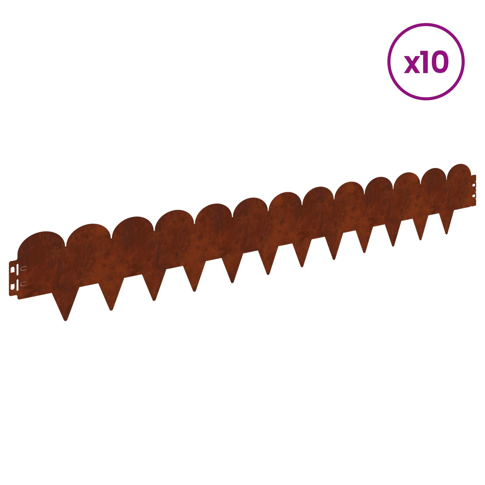 Lawn Edging 10 pcs 103 x 15 cm Steel Rusty