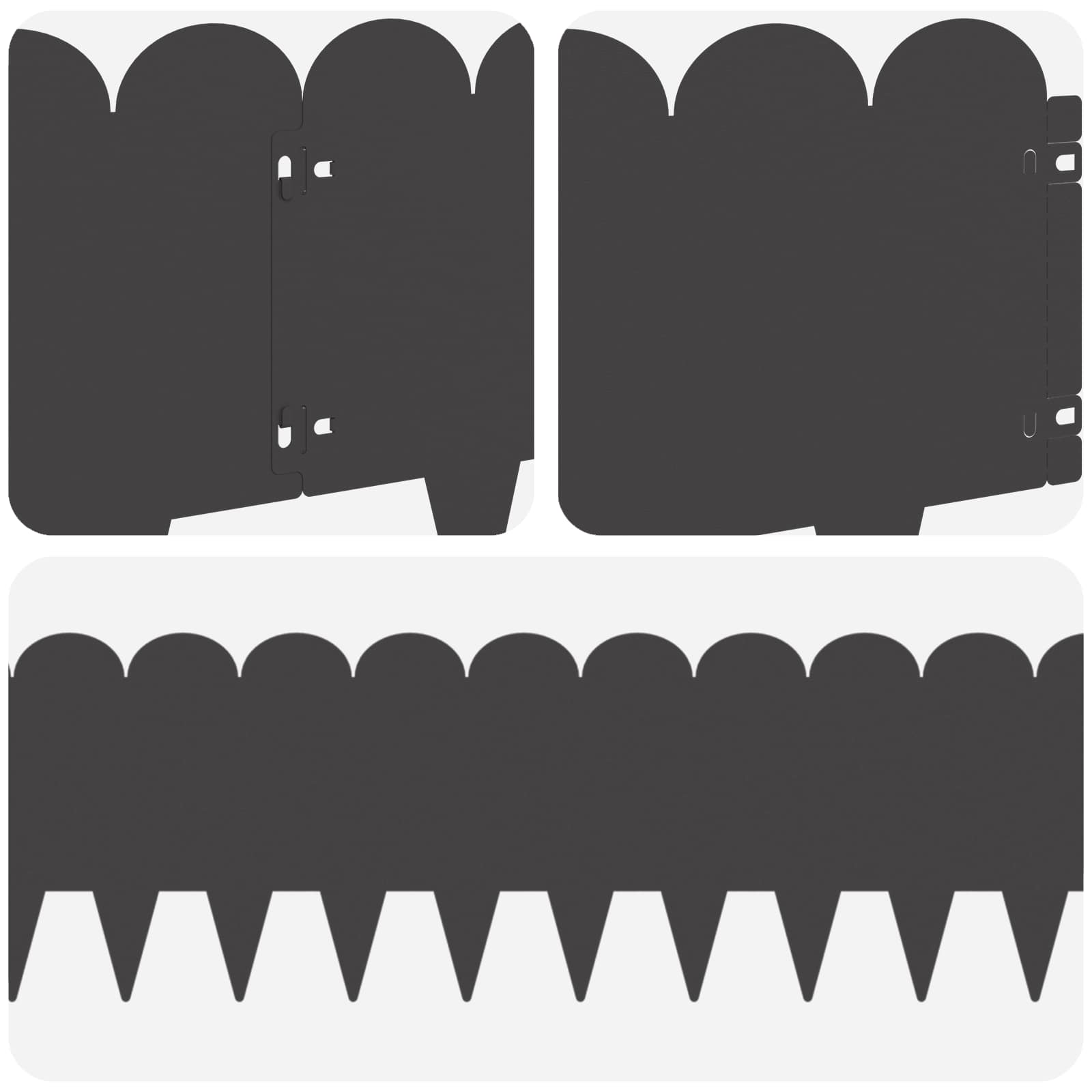 Lawn Edging 10 pcs 103 x 25 cm Steel Black