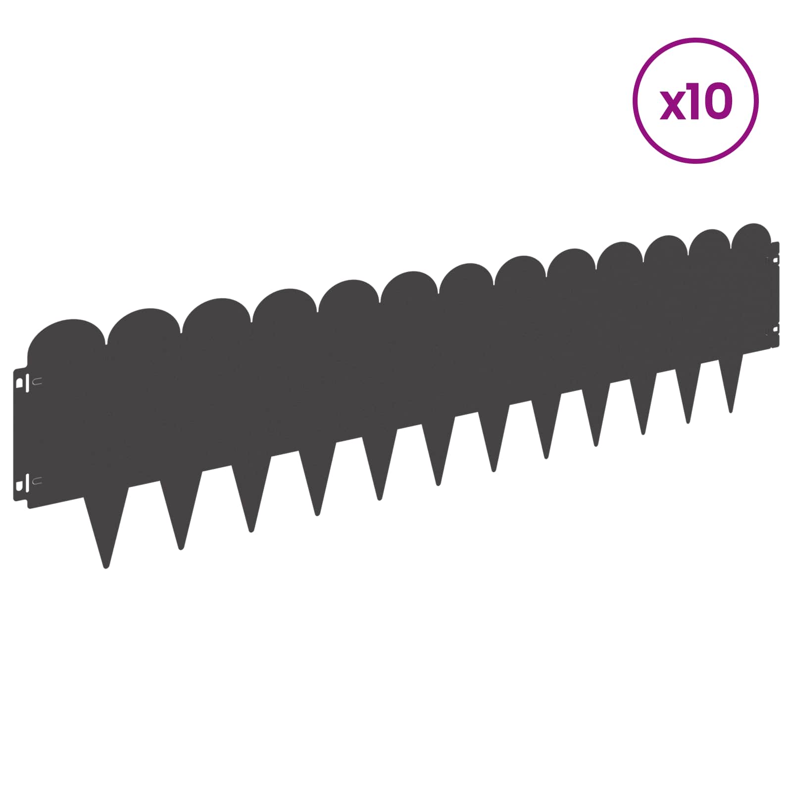 Lawn Edging 10 pcs 103 x 25 cm Steel Black
