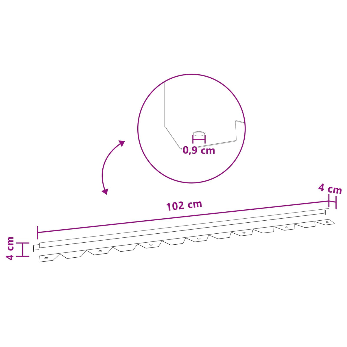 Lawn Edging 20 pcs 102 x 4 x 4 cm Steel Black