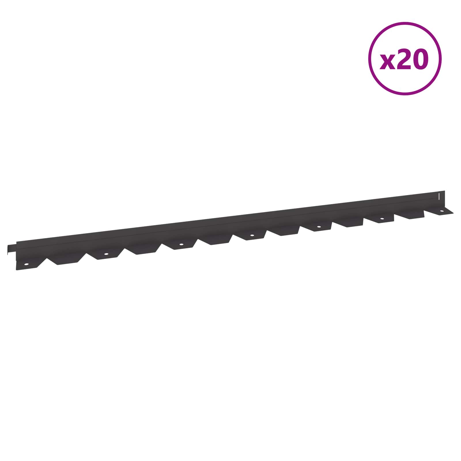 Lawn Edging 20 pcs 102 x 4 x 4 cm Steel Black