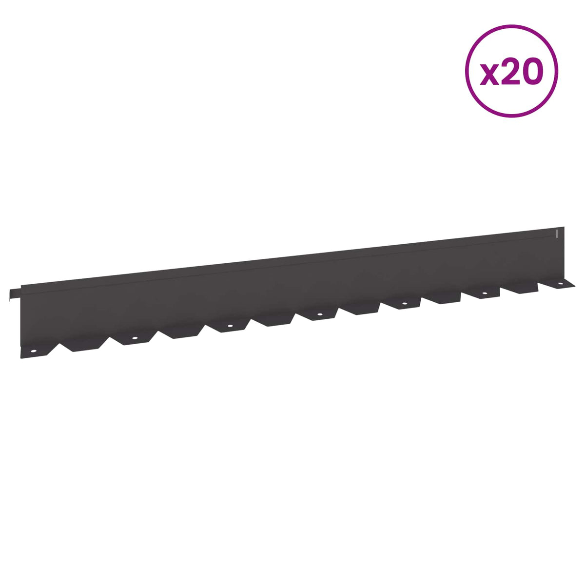 Lawn Edging 20 pcs 102 x 10 x 4 cm Steel Black