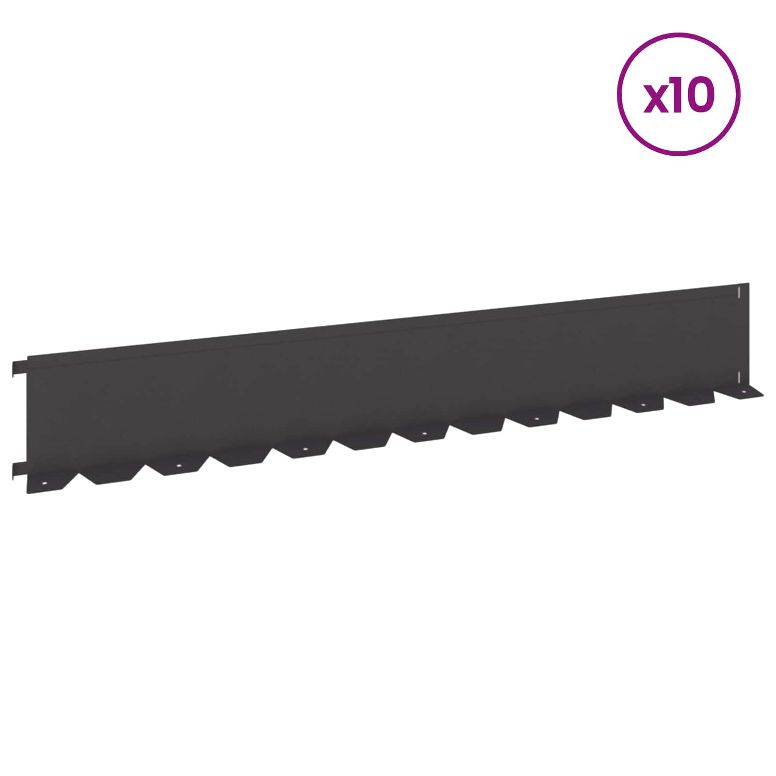 Lawn Edging 10 pcs 102 x 15 x 4 cm Steel Black