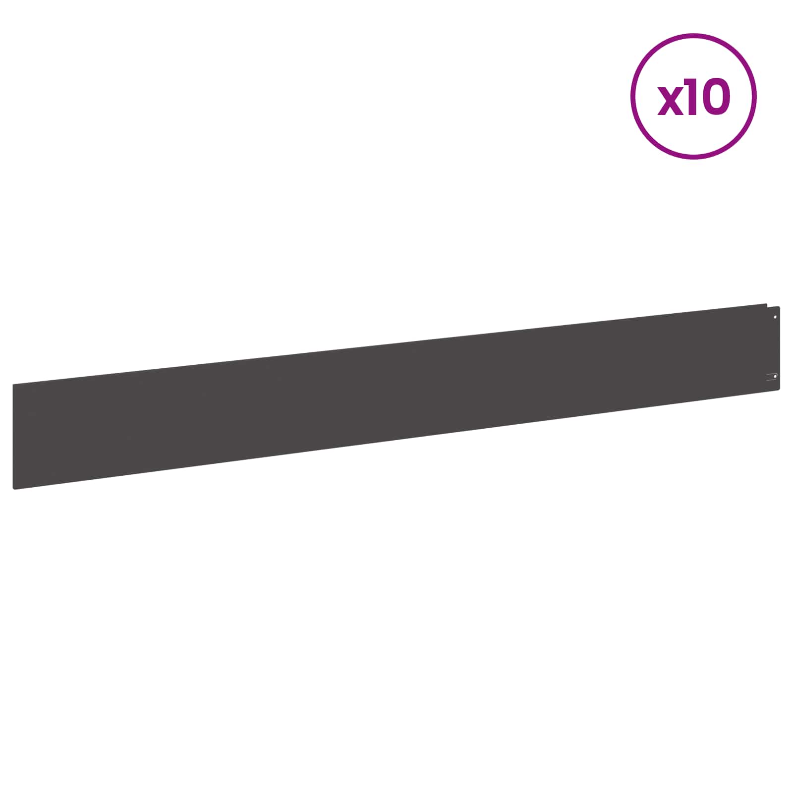 Lawn Edging 10 pcs 100 x 12 cm Steel Black