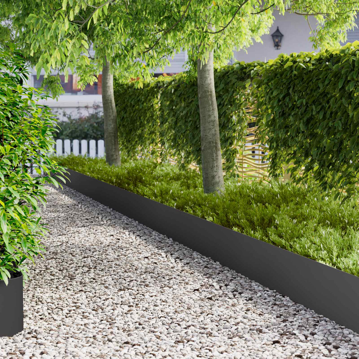 Lawn Edging 20 pcs 100 x 22 cm Steel Black