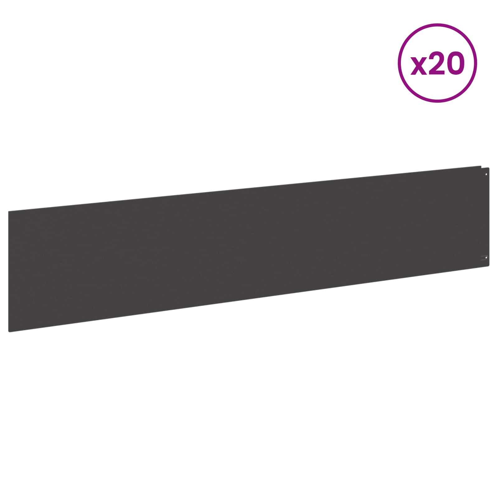 Lawn Edging 20 pcs 100 x 22 cm Steel Black