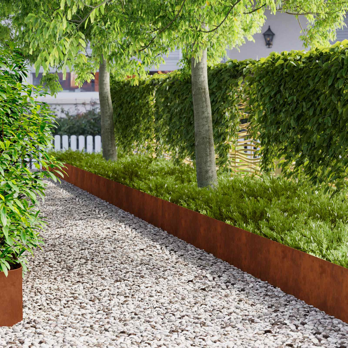 Lawn Edging 10 pcs 100 x 22 cm Steel Rusty