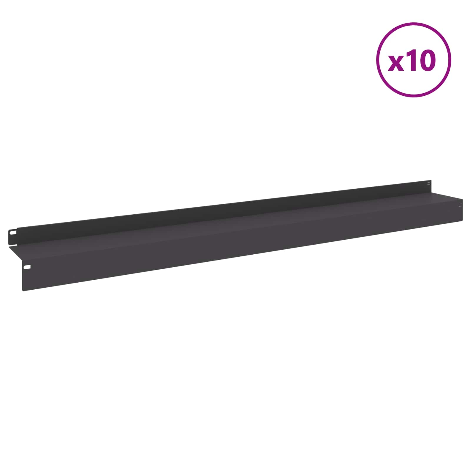 Lawn Edging 10 pcs 100 x 10 x 8 cm Steel Black