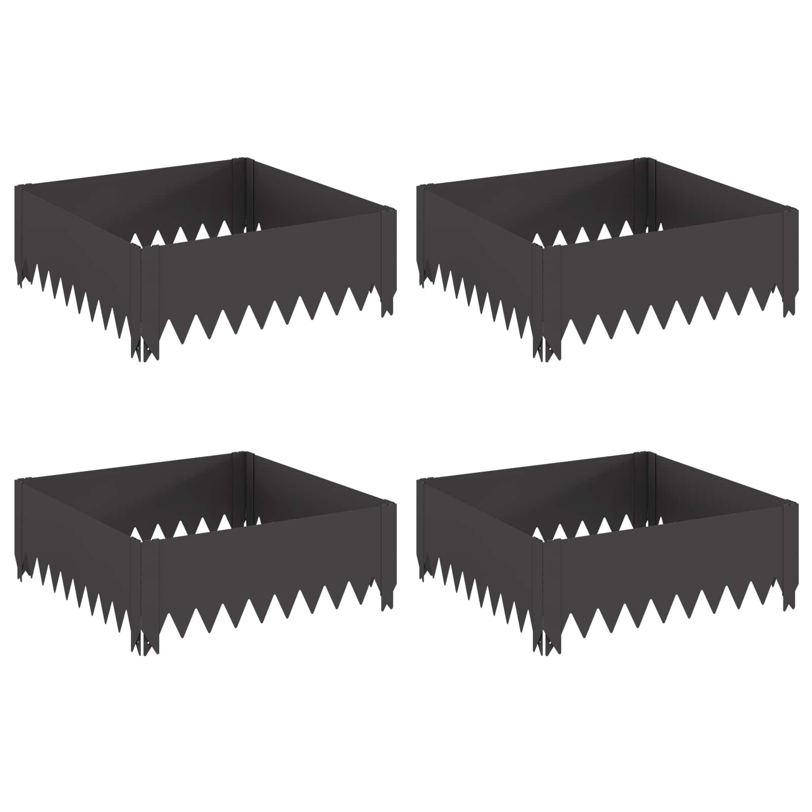 Lawn Edging 4 pcs 60 x 60 x 20 cm Steel Black