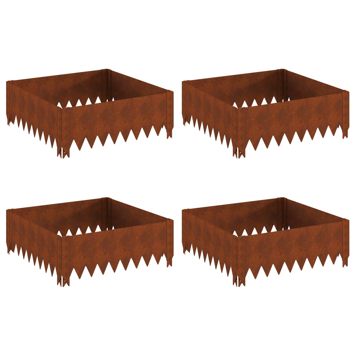 Lawn Edging 4 pcs 60 x 60 x 20 cm Steel Rusty