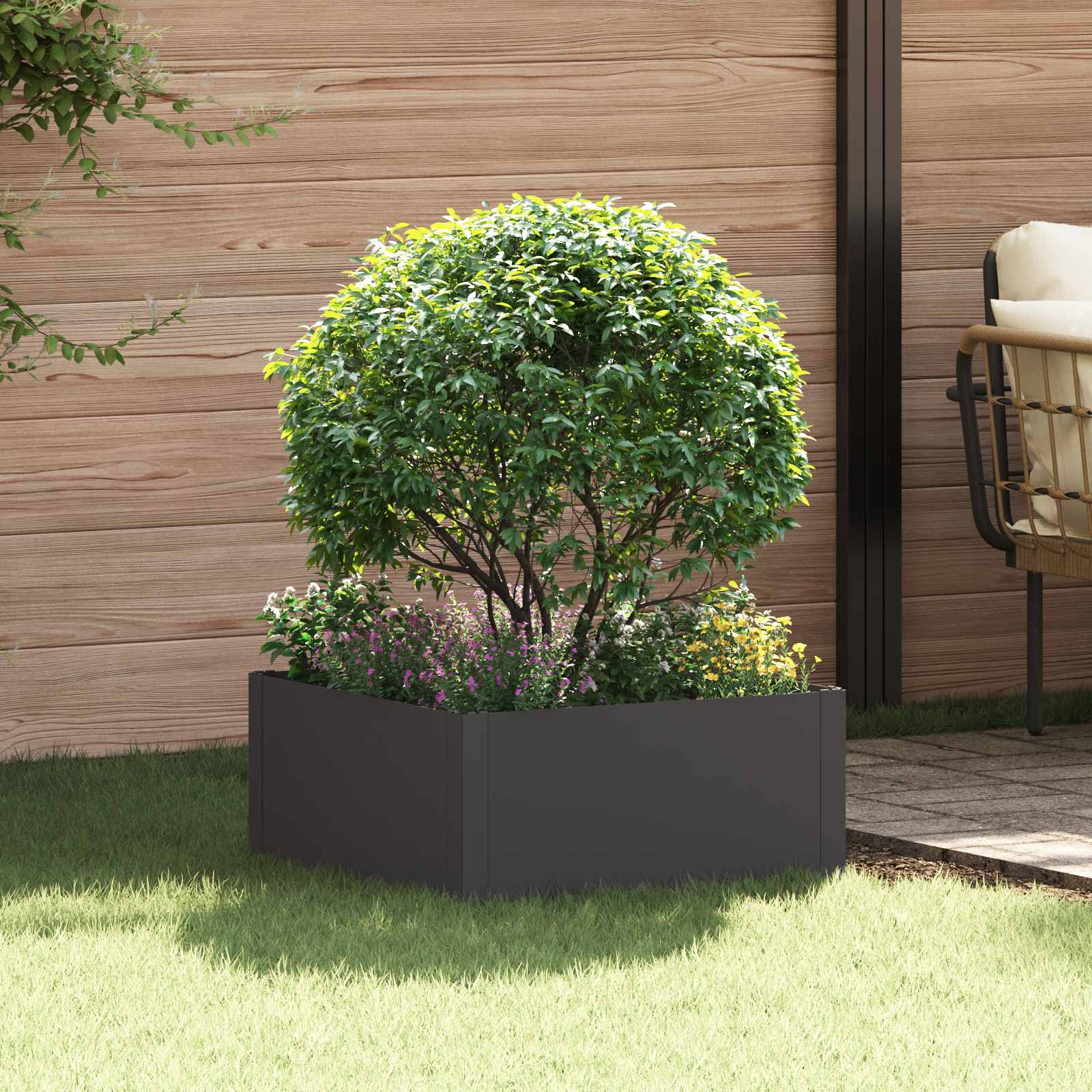 Lawn Edging 60 x 60 x 35 cm Steel Black