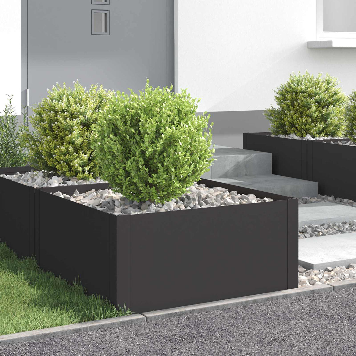Lawn Edging 4 pcs 60 x 60 x 35 cm Steel Black
