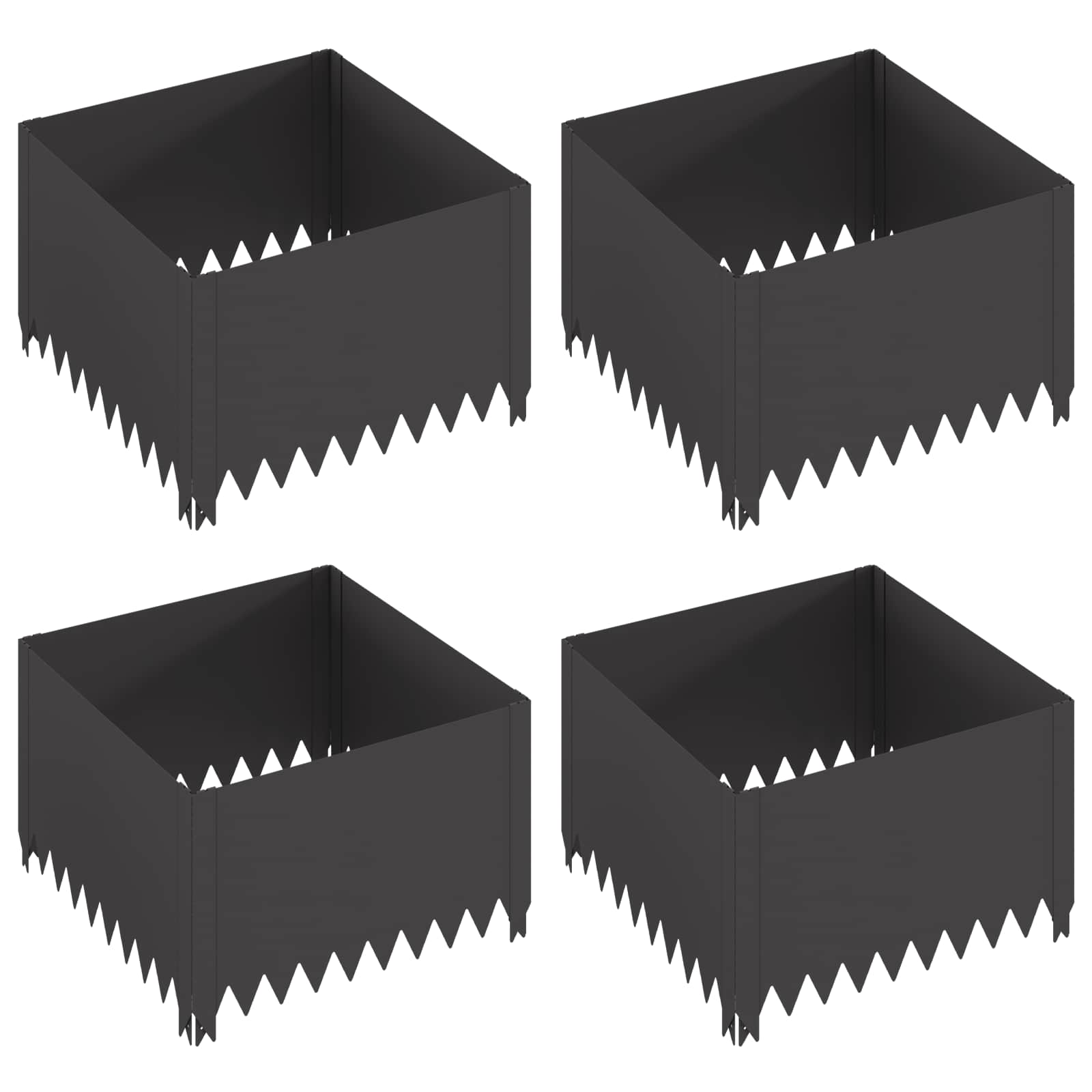 Lawn Edging 4 pcs 60 x 60 x 35 cm Steel Black