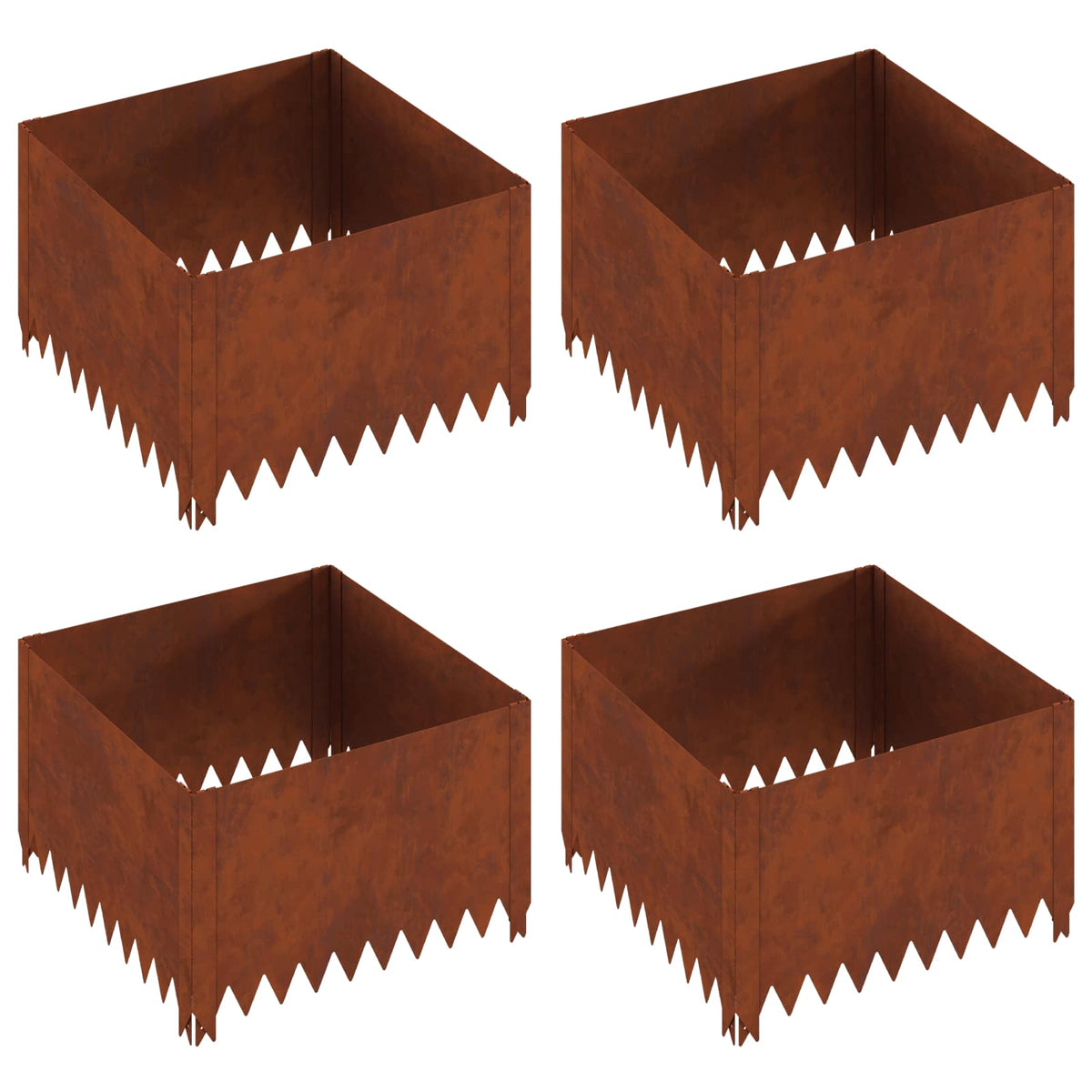 Lawn Edging 4 pcs 60 x 60 x 35 cm Steel Rusty