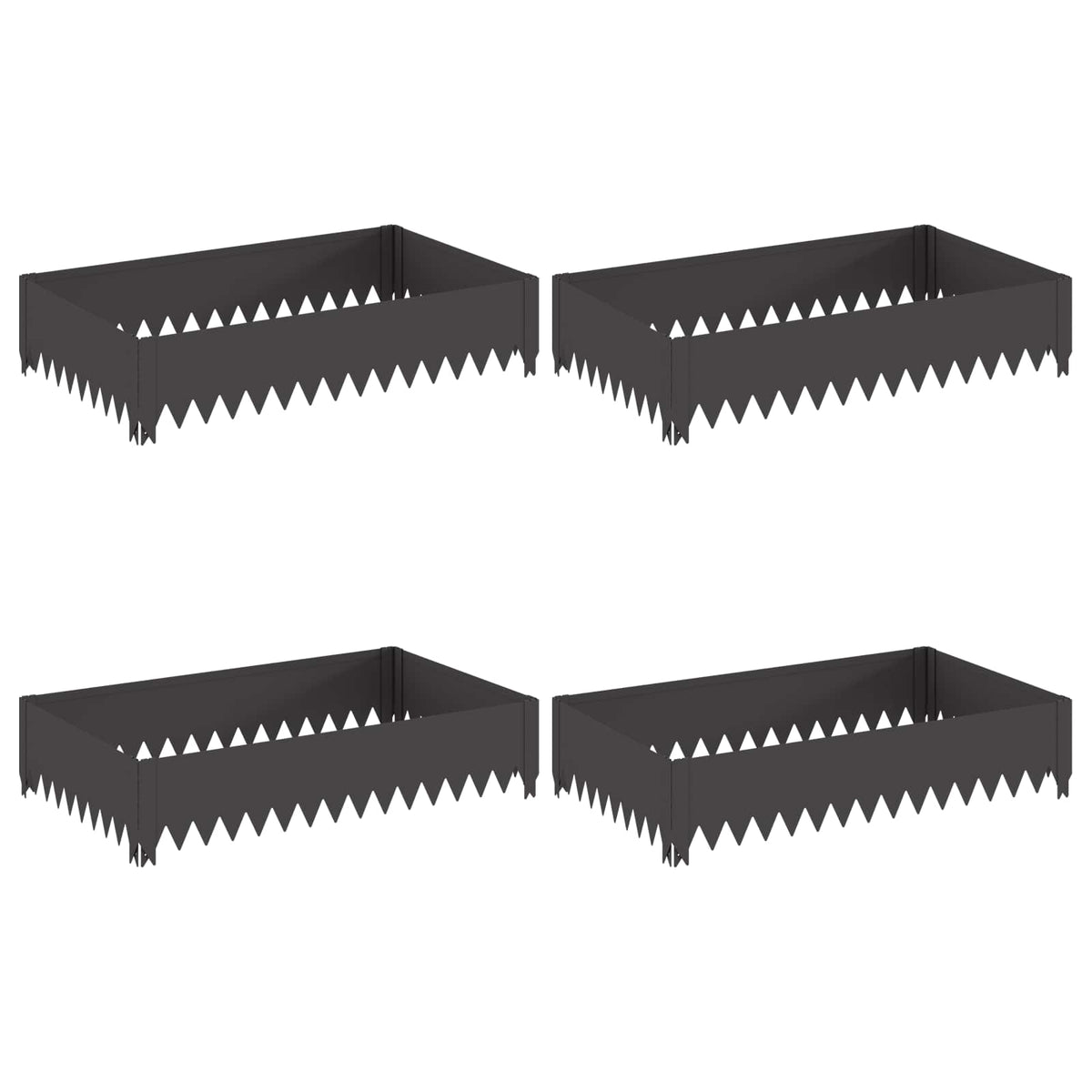 Lawn Edging 4 pcs 100 x 60 x 20 cm Steel Black
