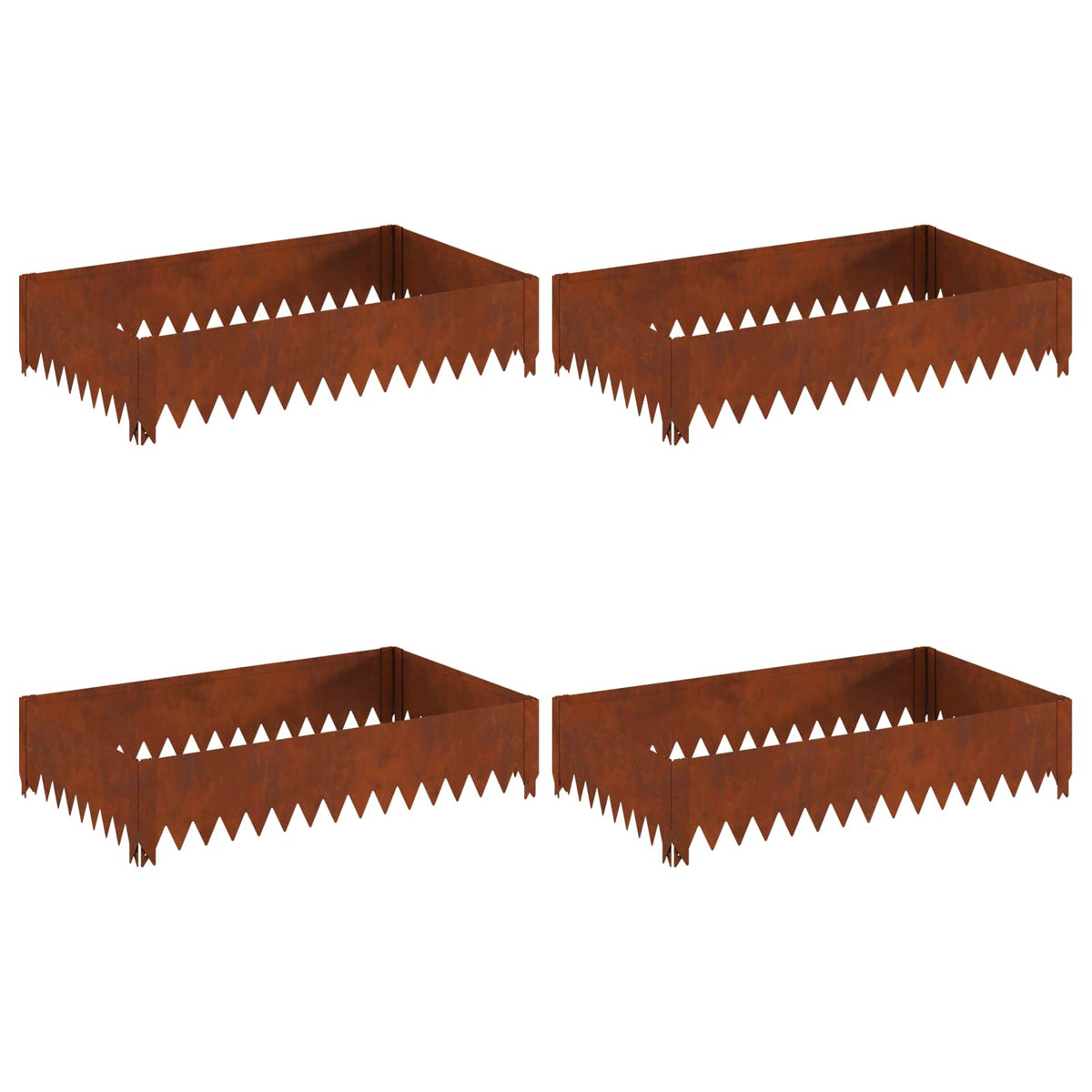 Lawn Edging 4 pcs 100 x 60 x 20 cm Steel Rusty