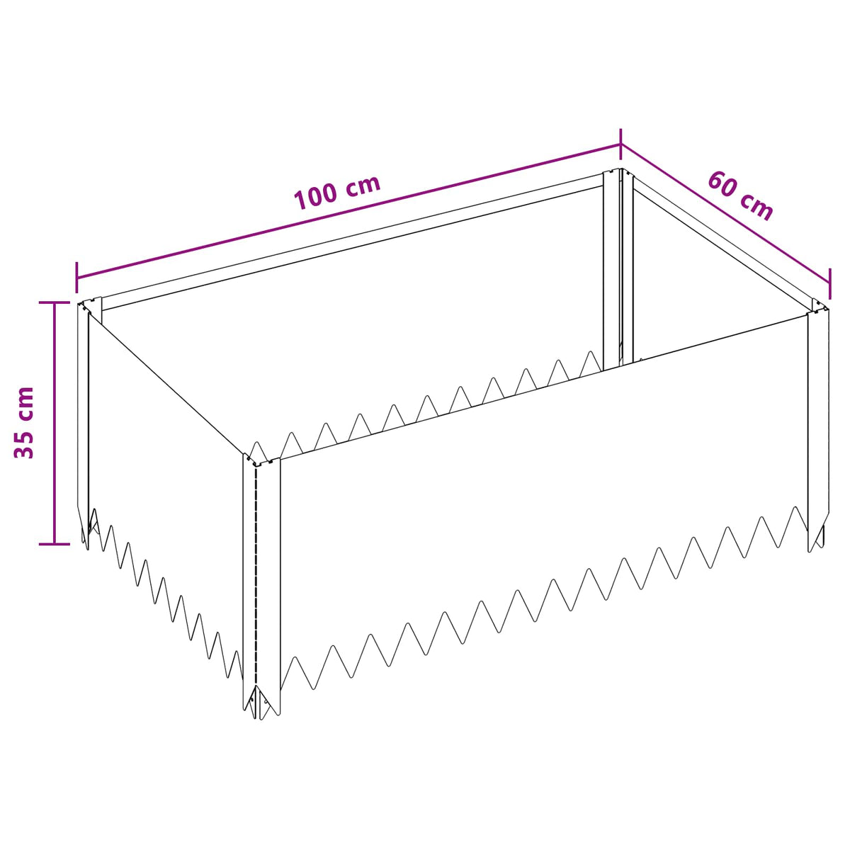Lawn Edging 100 x 60 x 35 cm Steel Black