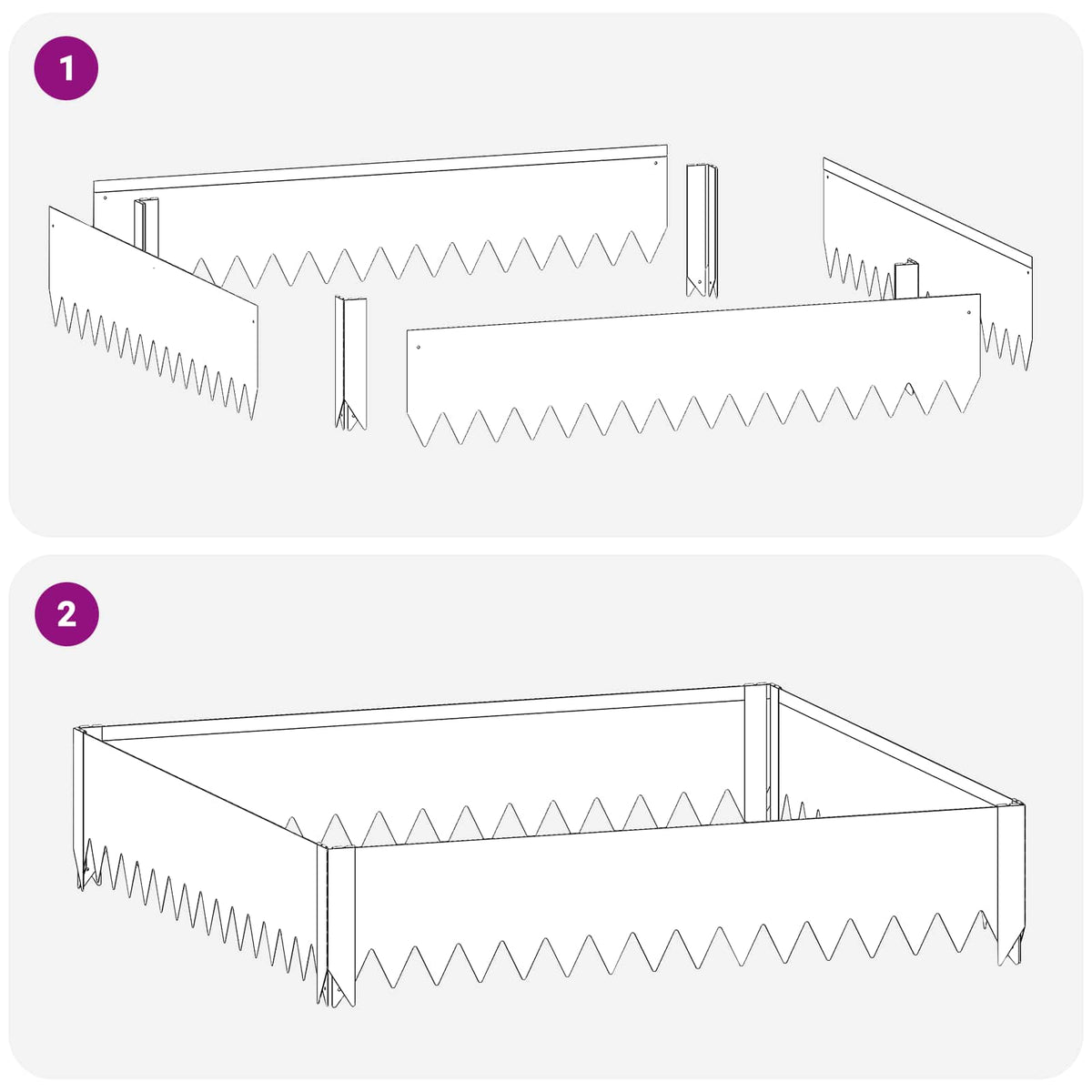 Lawn Edging 4 pcs 100 x 100 x 20 cm Steel Black