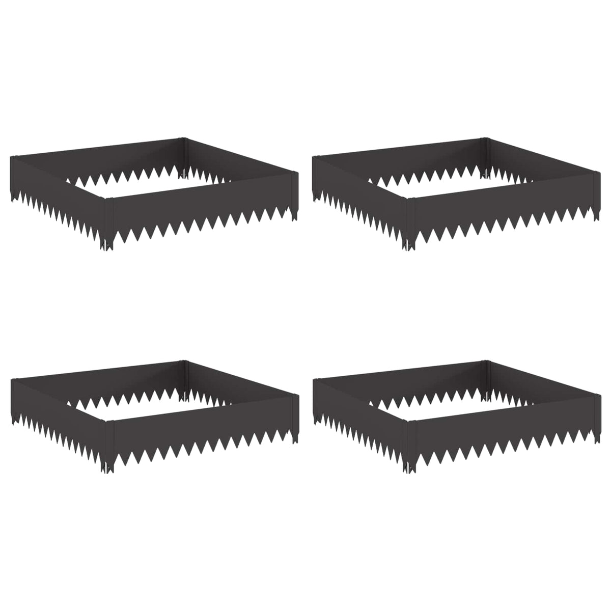 Lawn Edging 4 pcs 100 x 100 x 20 cm Steel Black