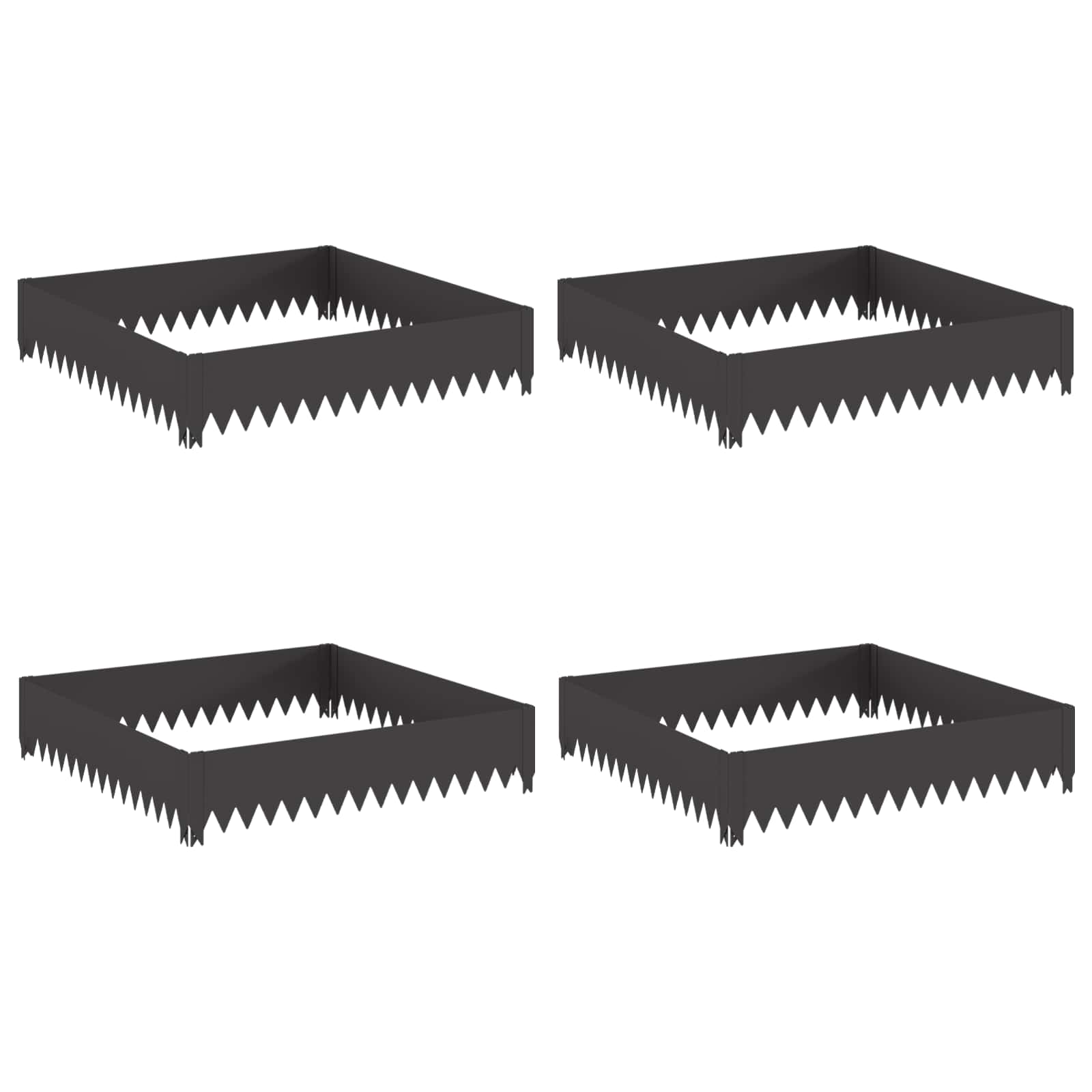 Lawn Edging 4 pcs 100 x 100 x 20 cm Steel Black