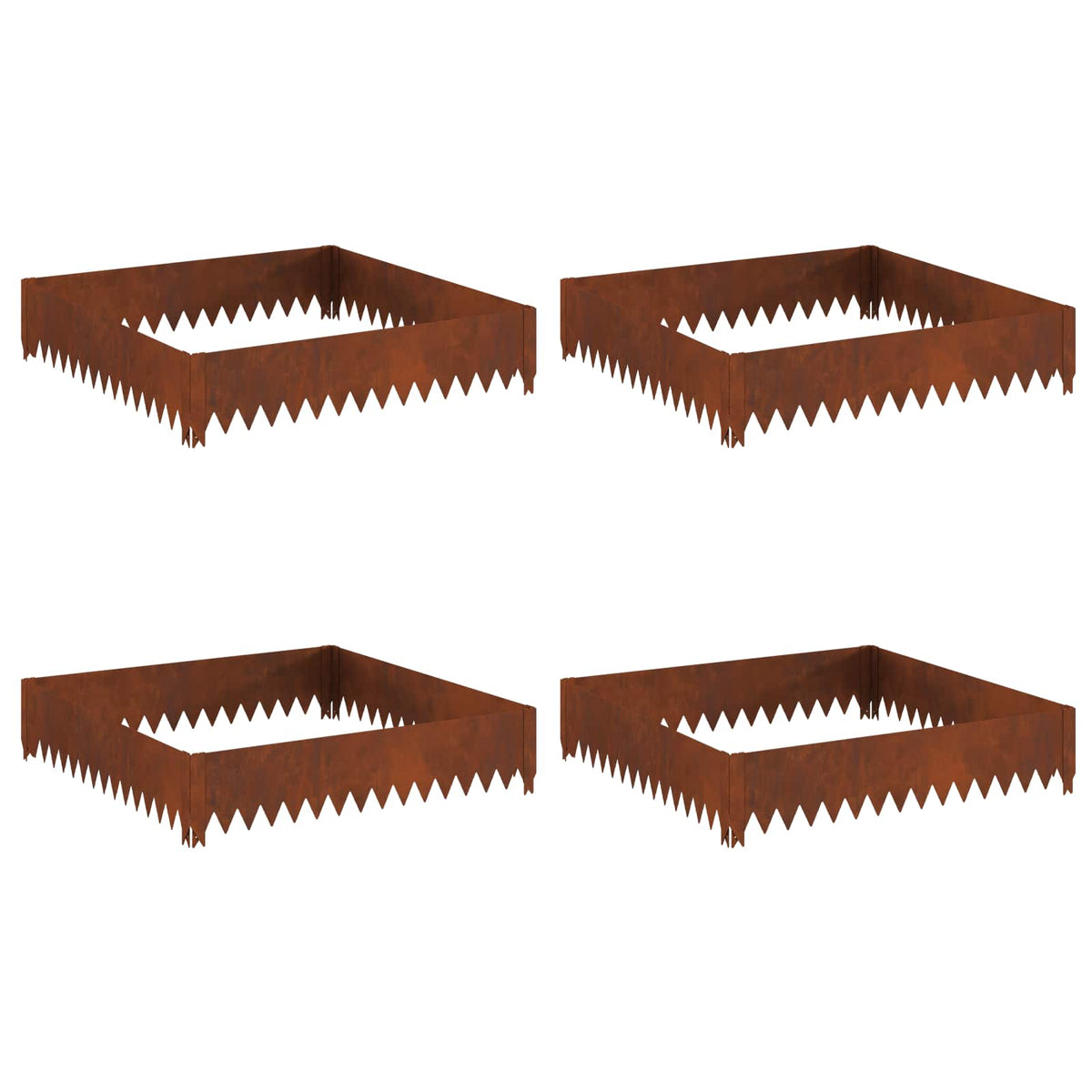 Lawn Edging 4 pcs 100 x 100 x 20 cm Steel Rusty