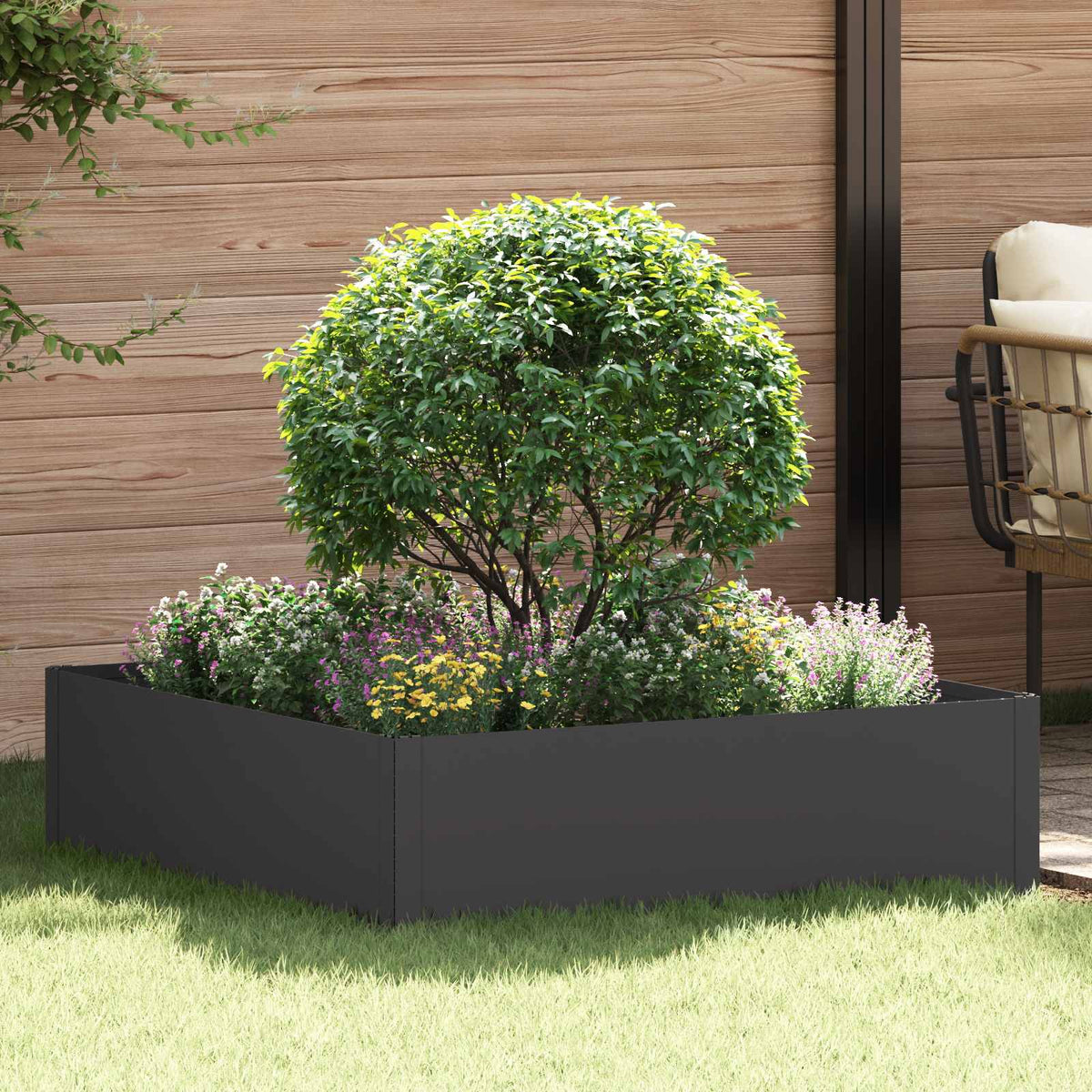 Lawn Edging 100 x 100 x 35 cm Steel Black