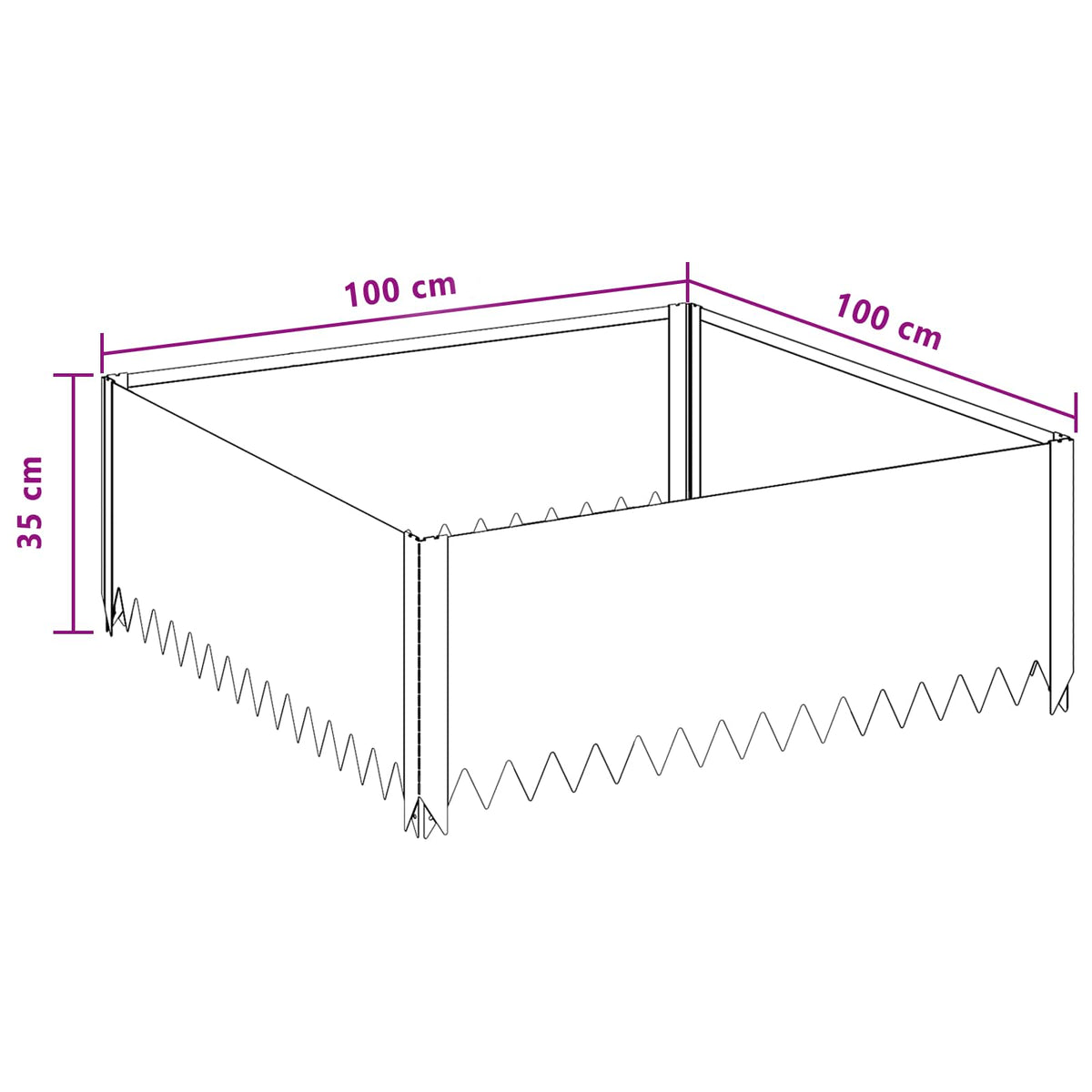 Lawn Edging 100 x 100 x 35 cm Steel Black