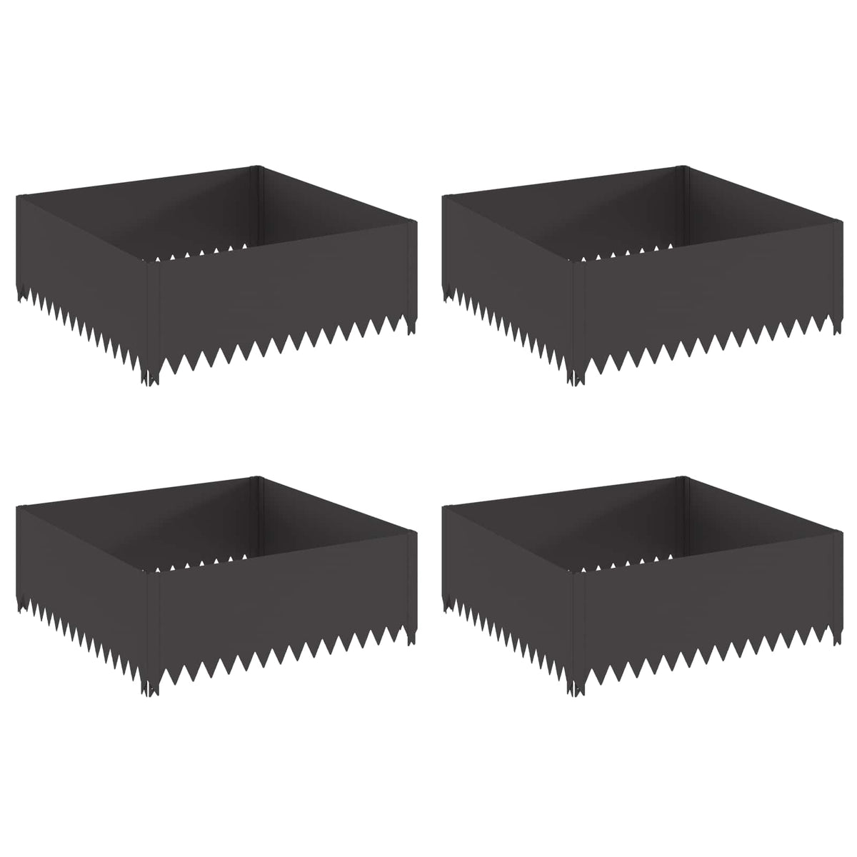 Lawn Edging 4 pcs 100 x 100 x 35 cm Steel Black